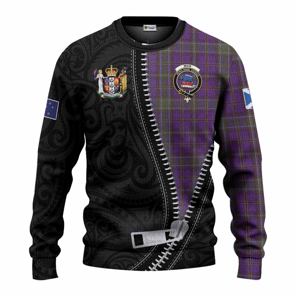 Weir Tartan Knitted Sweater New Zealand Pattern Unique Zipper Stylized