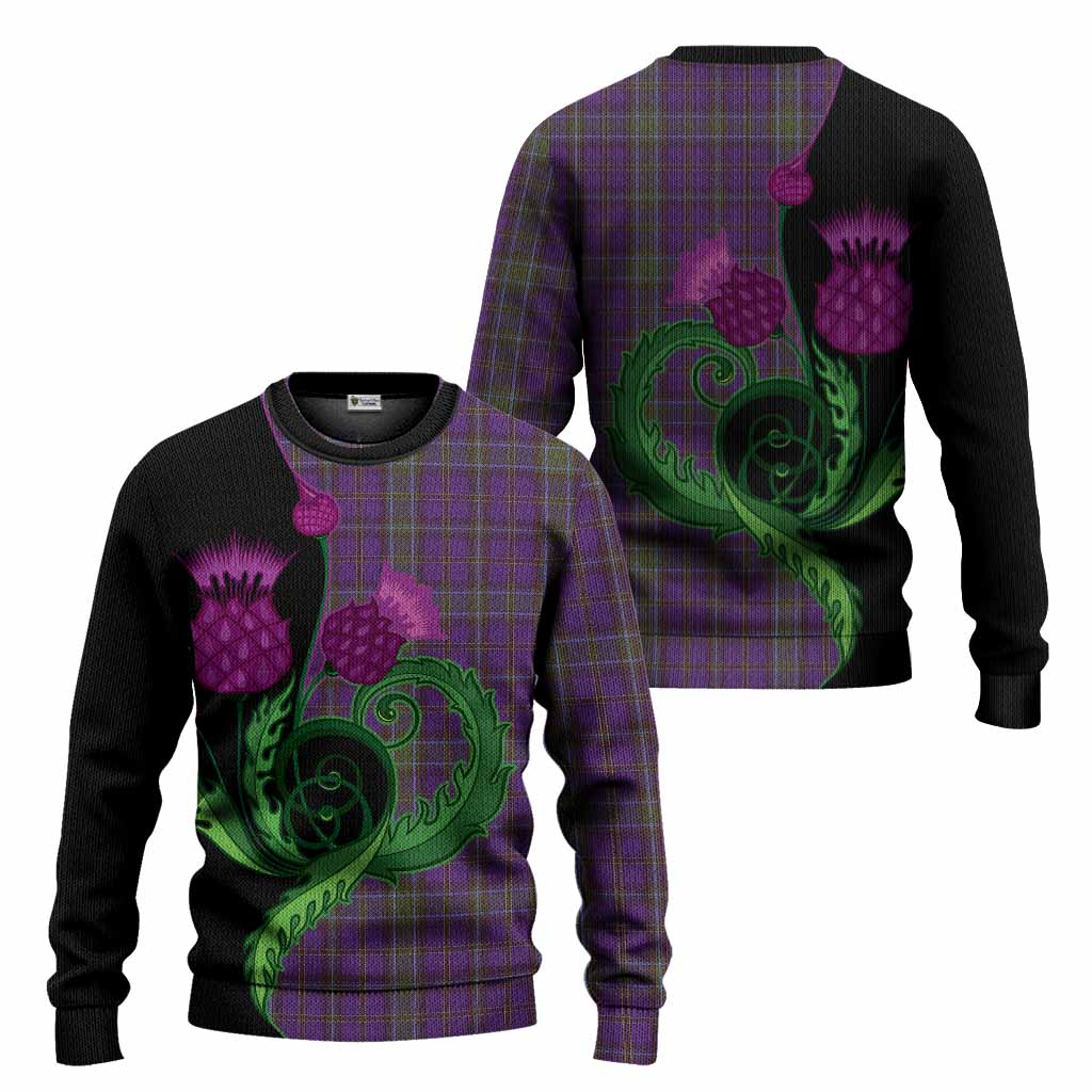 Weir Tartan Knitted Sweater Traditional Scottish Thistle