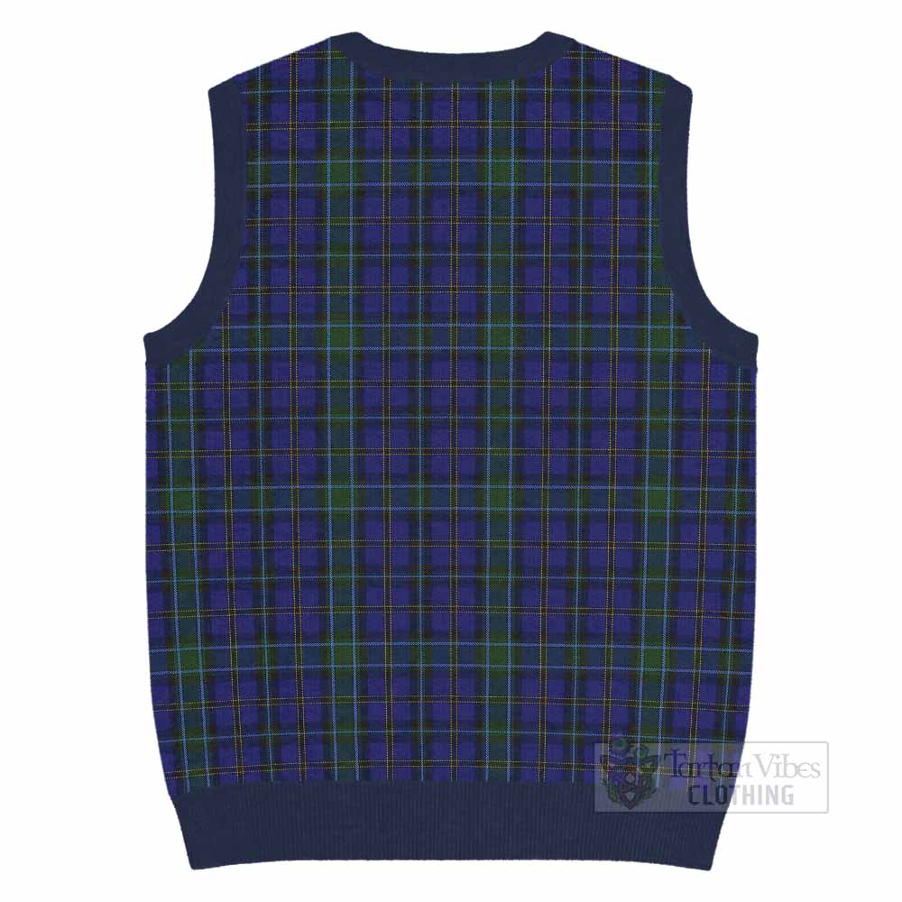 Weir Tartan Knitted V-Neck Vest with Family Crest - Tartan Vibes Clothing