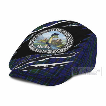 Weir Tartan Loch Ness Monster Flat Cap, Jeff Cap Celtic Knot Nessie Art