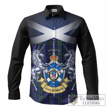 Weir Tartan Long Sleeve Button Shirts Alba Gu Brath Unicorn Crest