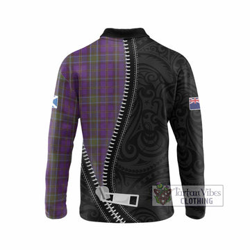 Weir Tartan Long Sleeve Polo Shirt New Zealand Pattern Unique Zipper Stylized