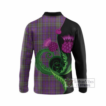 Weir Tartan Long Sleeve Polo Shirt Traditional Scottish Thistle