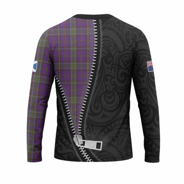 Weir Tartan Long Sleeve T-Shirt New Zealand Pattern Unique Zipper Stylized