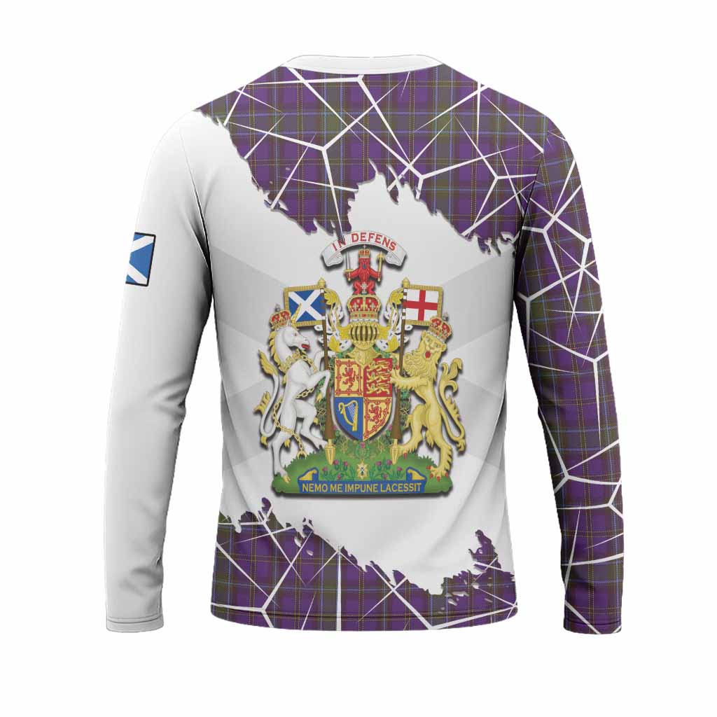 Weir Tartan Long Sleeve T-Shirt with Family Crest and Lion Rampant Grunge Style