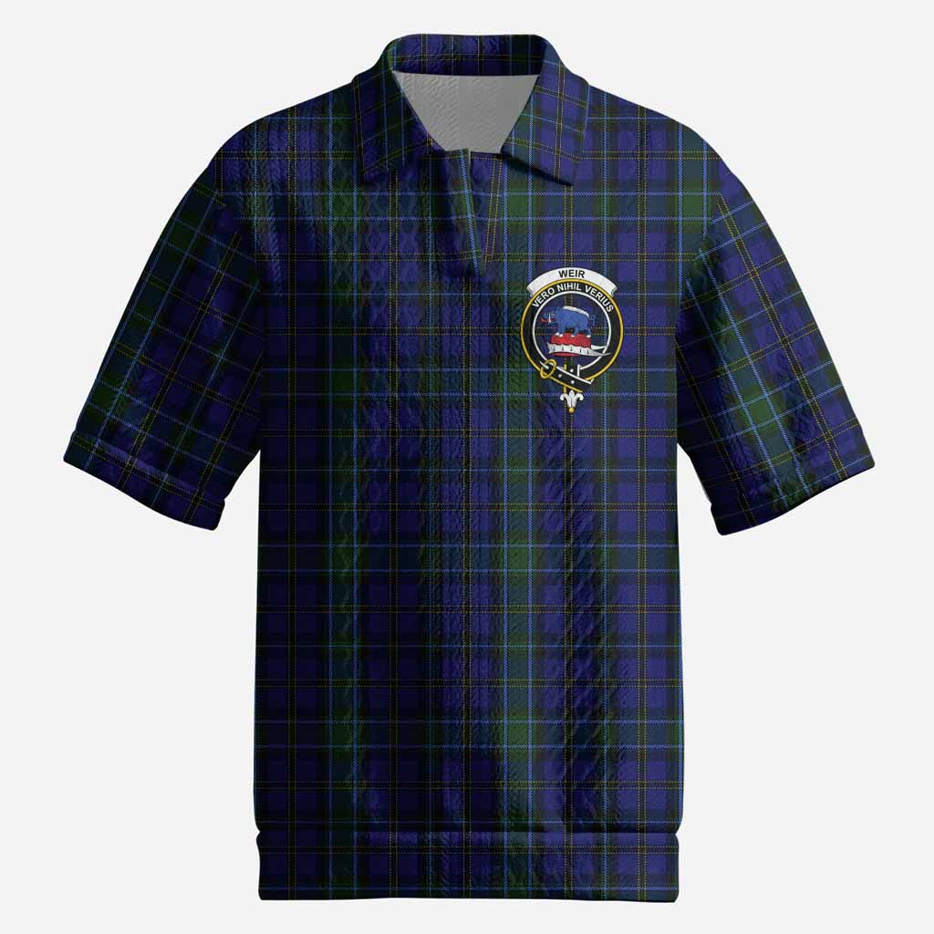 Weir Tartan Men’s Polo Sweater Top with Family Crest