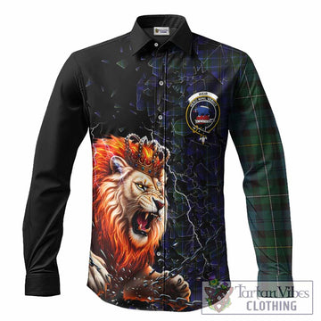 Weir Tartan Mighty Lion Long Sleeve Button Shirts Explosion Flying Pieces