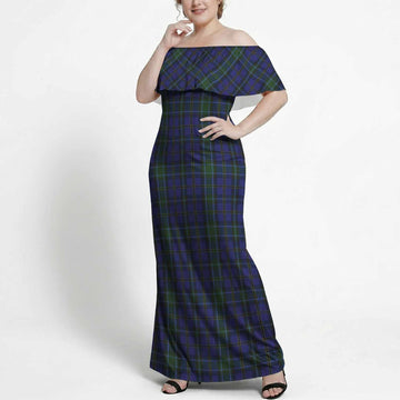 Weir Tartan Off Shoulder Ruffle Maxi Dress
