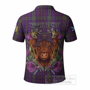 Weir Tartan Polo Shirt Scottish Thistle Heilan Coo