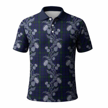 Weir Tartan Polo Shirt Seamless Scottish Thistle Flowers