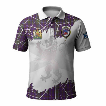 Weir Tartan Polo Shirt with Family Crest and Lion Rampant Grunge Style