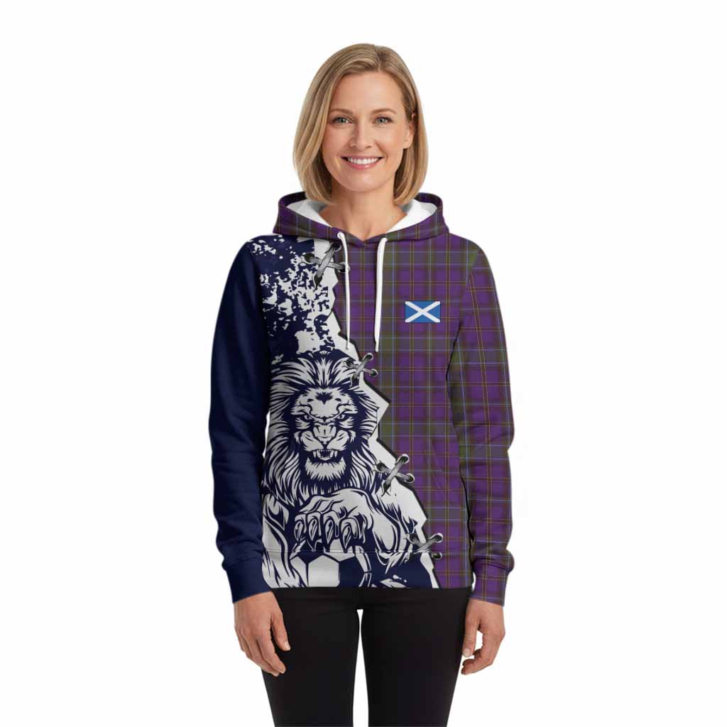 Weir Tartan Scottish Hoodie Angry Lion With Soccer Ball Style