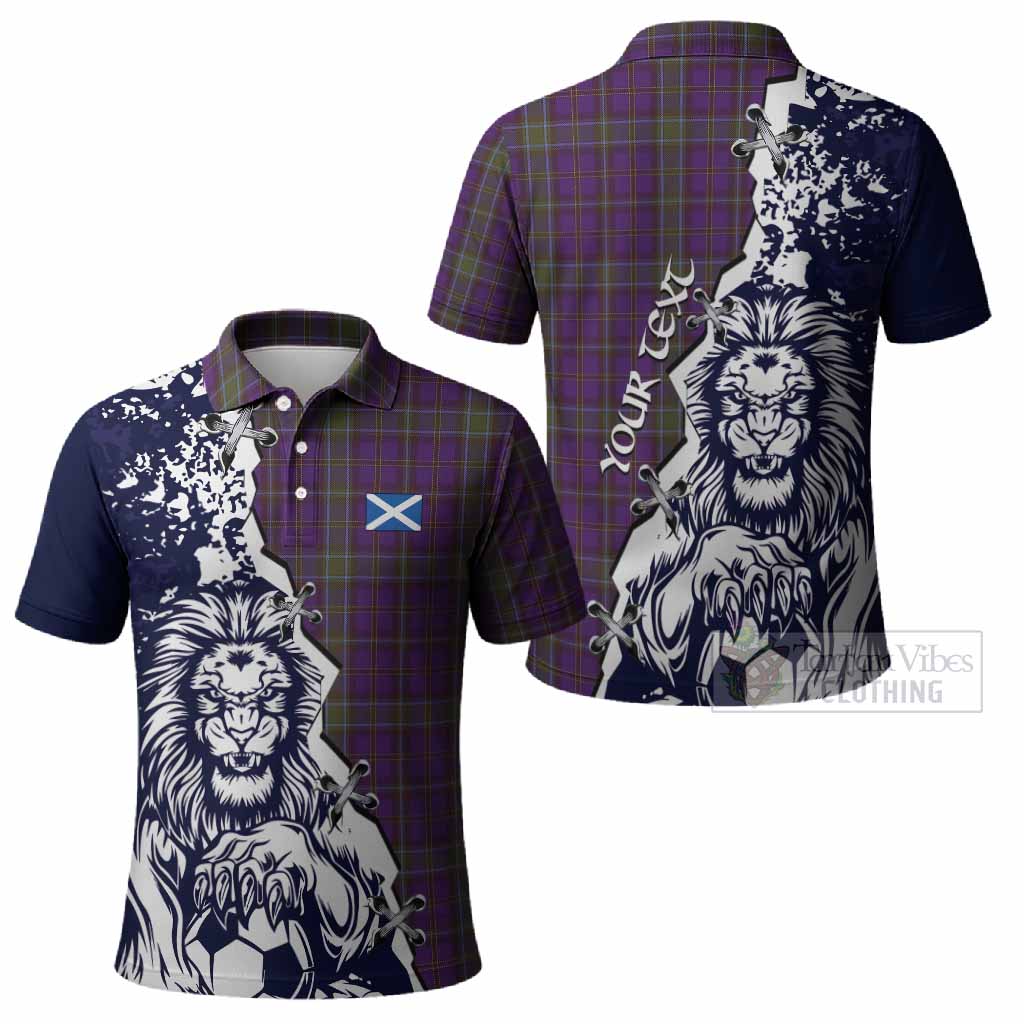Weir Tartan Scottish Polo Shirt Angry Lion With Soccer Ball Style