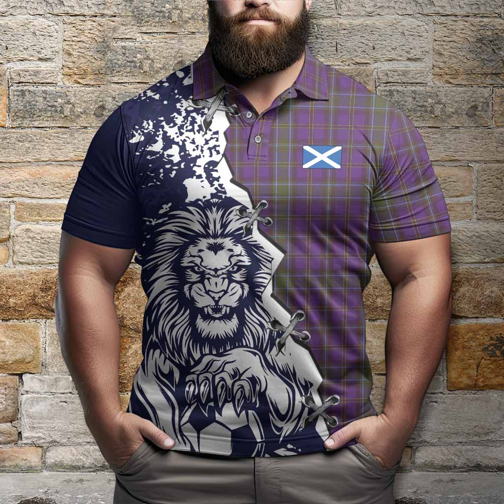 Weir Tartan Scottish Polo Shirt Angry Lion With Soccer Ball Style