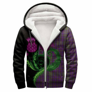 Weir Tartan Sherpa Hoodie Traditional Scottish Thistle