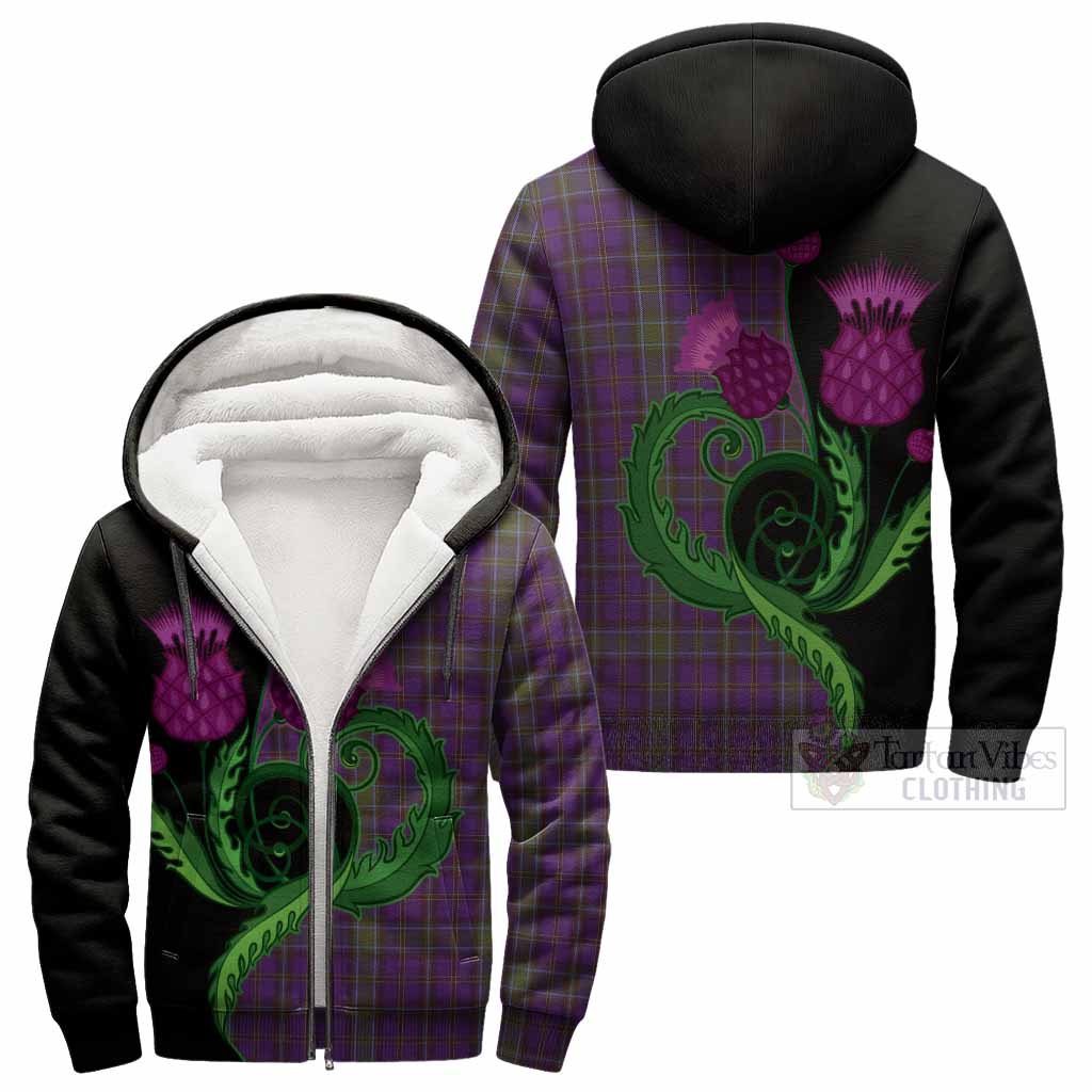 Weir Tartan Sherpa Hoodie Traditional Scottish Thistle