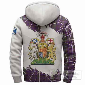 Weir Tartan Sherpa Hoodie with Family Crest and Lion Rampant Grunge Style