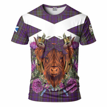 Weir Tartan T-Shirt Scottish Thistle Heilan Coo