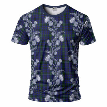 Weir Tartan T-Shirt Seamless Scottish Thistle Flowers