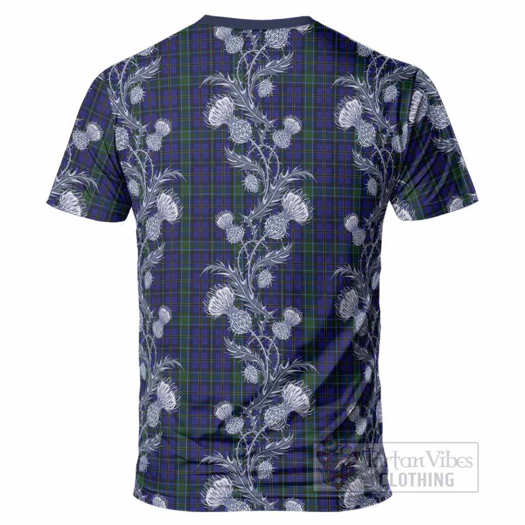 Weir Tartan T-Shirt Seamless Scottish Thistle Flowers