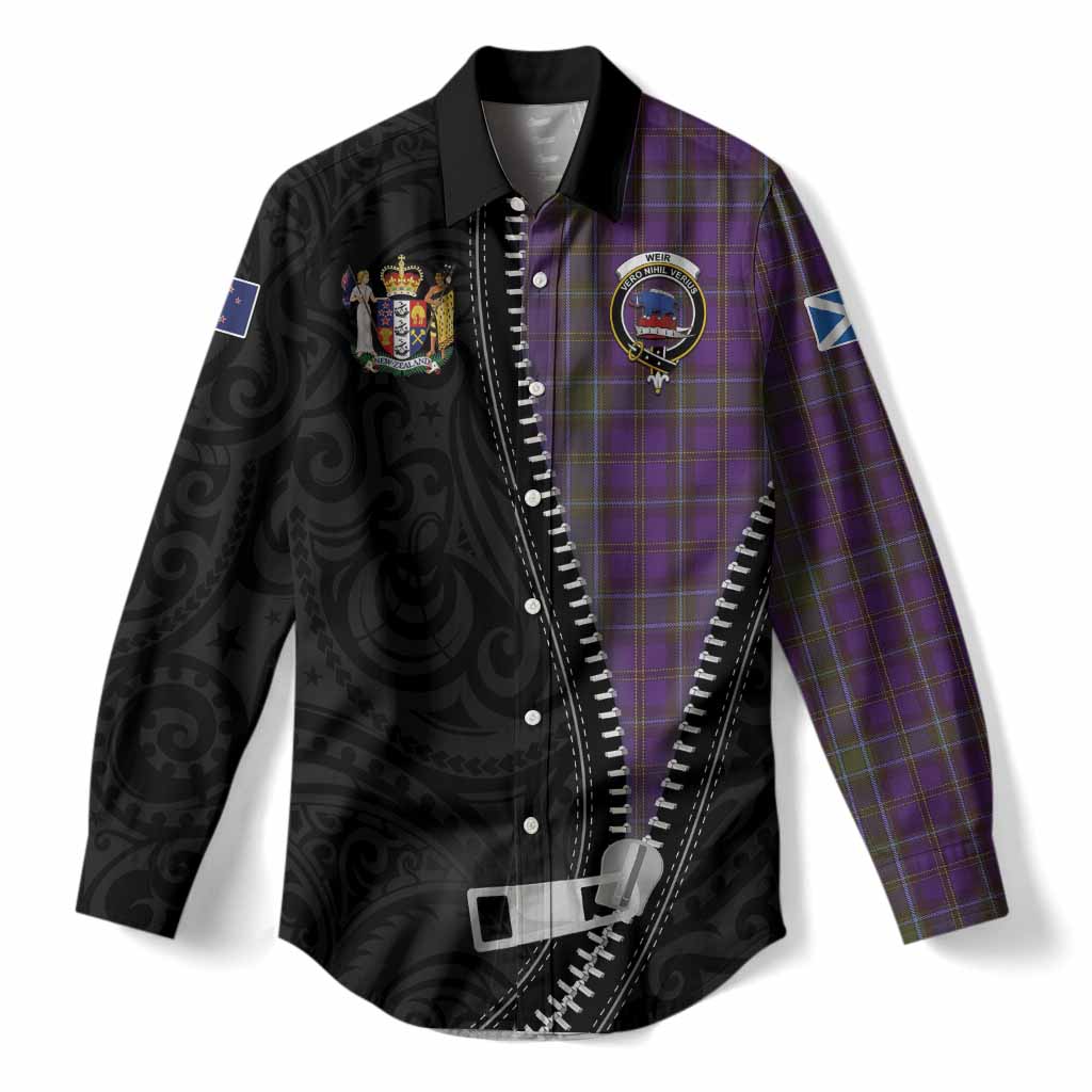 Weir Tartan Women Casual Shirt New Zealand Pattern Unique Zipper Stylized