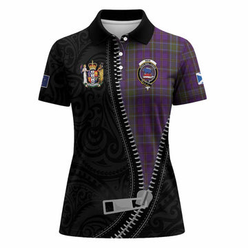 Weir Tartan Women Polo Shirt New Zealand Pattern Unique Zipper Stylized