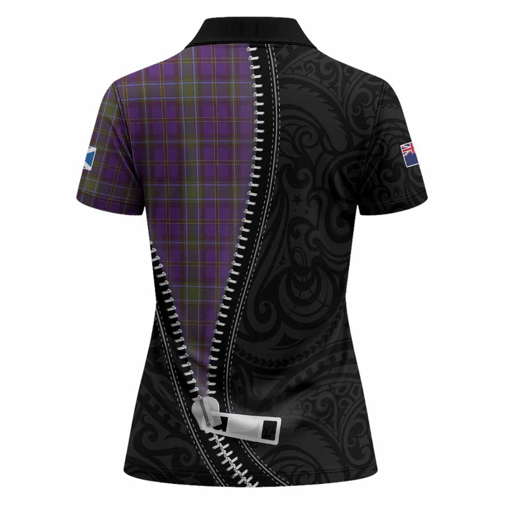 Weir Tartan Women Polo Shirt New Zealand Pattern Unique Zipper Stylized