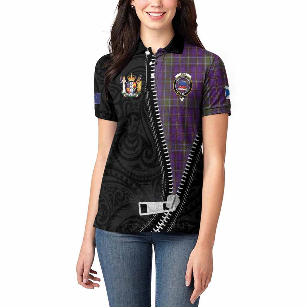 Weir Tartan Women Polo Shirt New Zealand Pattern Unique Zipper Stylized