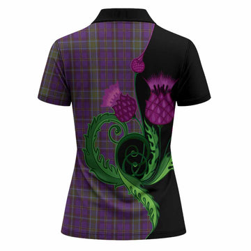 Weir Tartan Women Polo Shirt Traditional Scottish Thistle