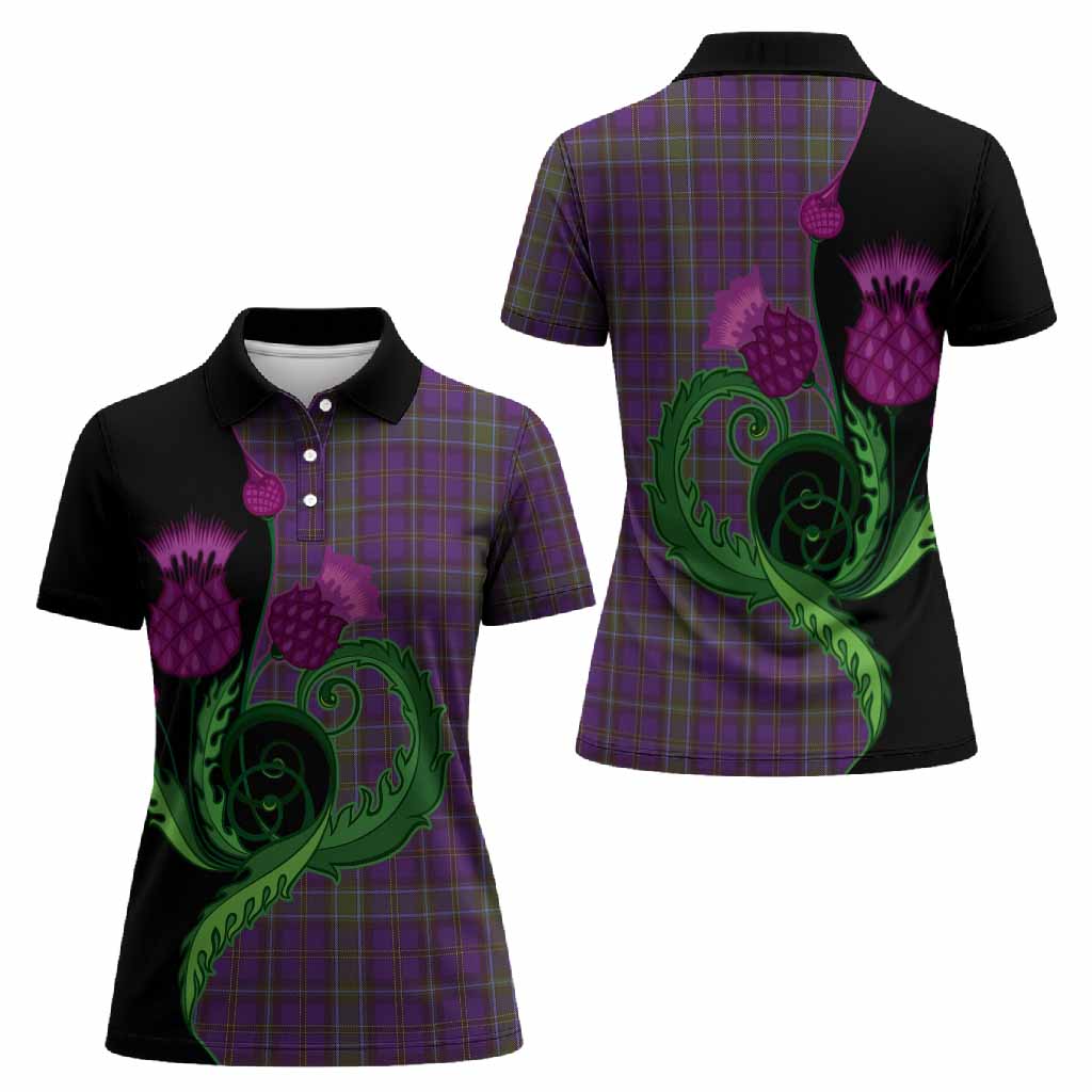 Weir Tartan Women Polo Shirt Traditional Scottish Thistle