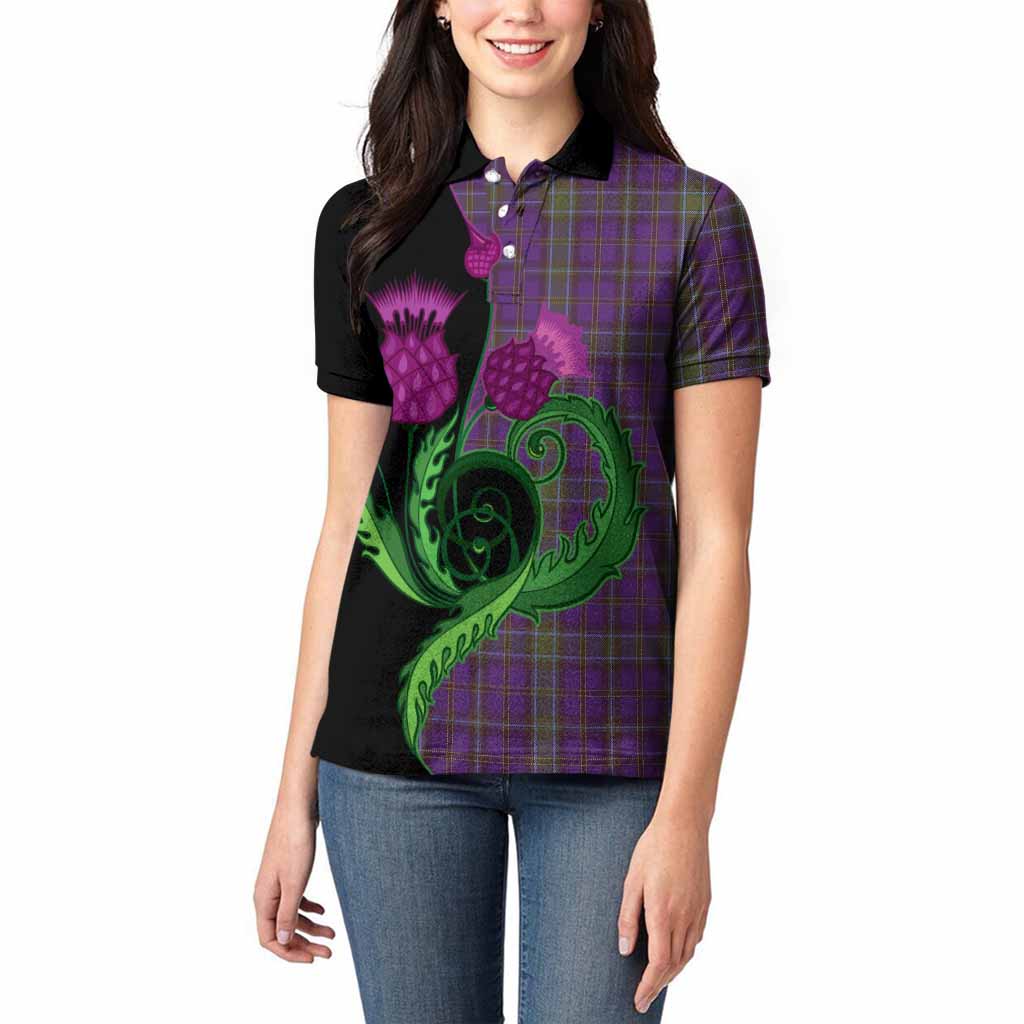 Weir Tartan Women Polo Shirt Traditional Scottish Thistle