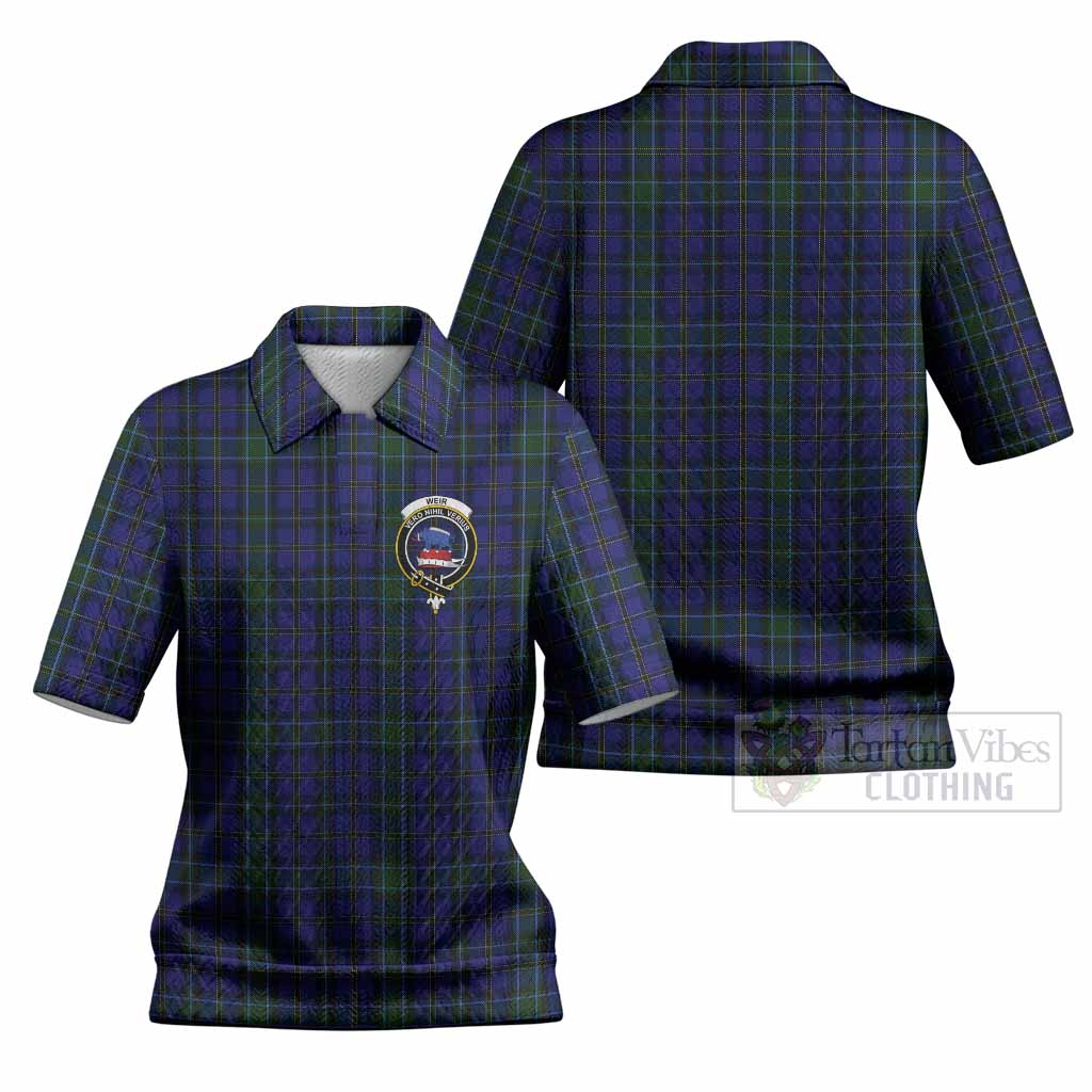 Weir Tartan Women’s Polo Sweater Top with Family Crest