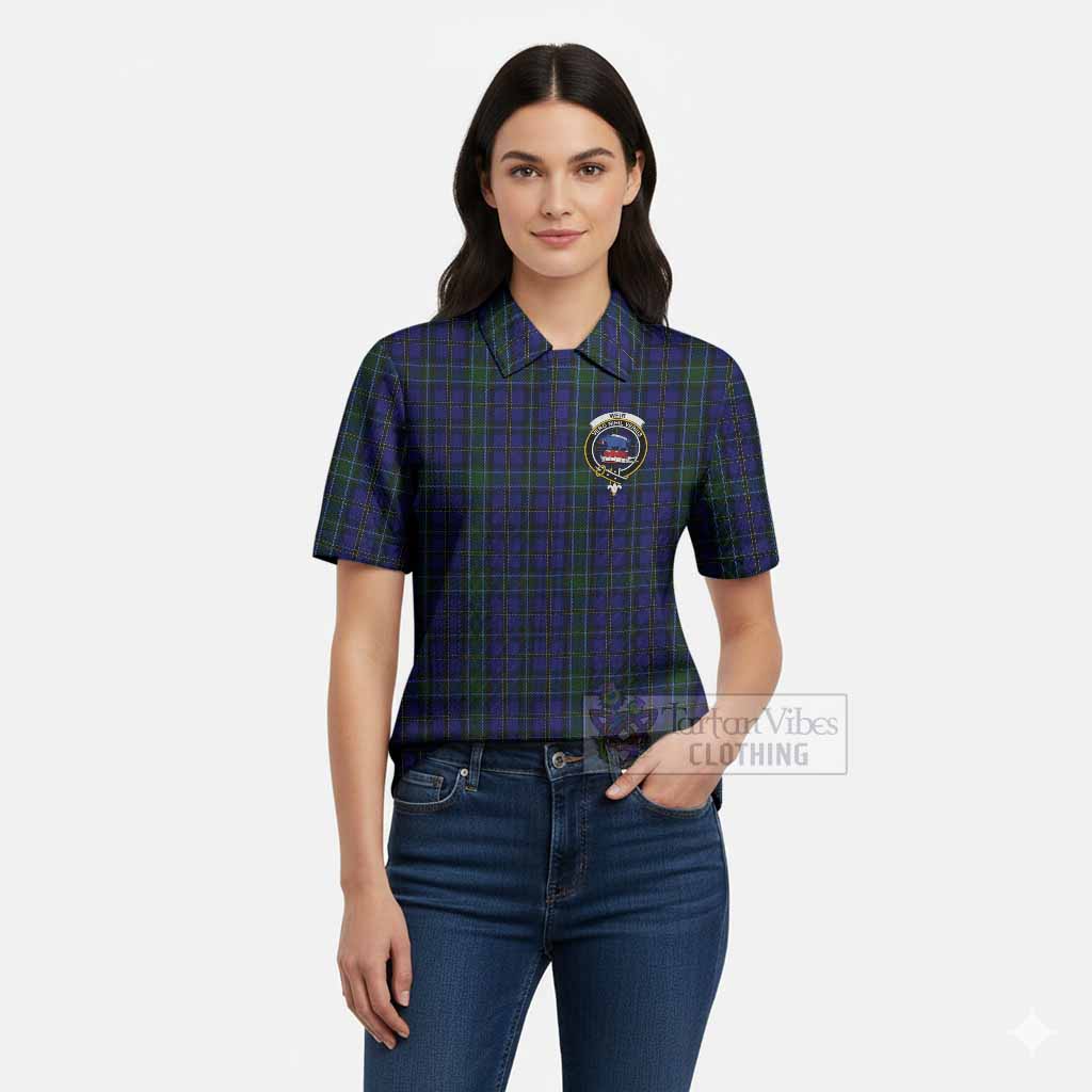 Weir Tartan Women’s Polo Sweater Top with Family Crest