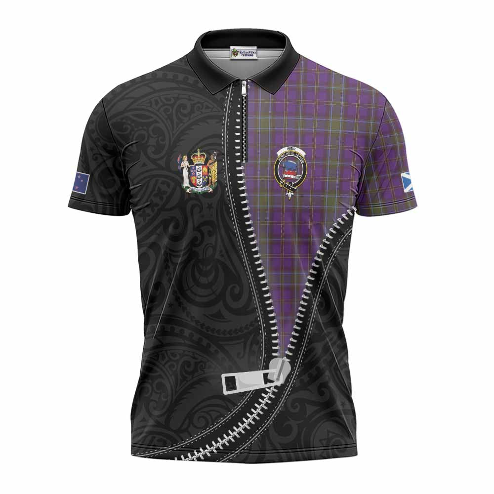 Weir Tartan Zipper Polo Shirt New Zealand Pattern Unique Zipper Stylized