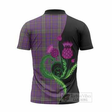Weir Tartan Zipper Polo Shirt Traditional Scottish Thistle