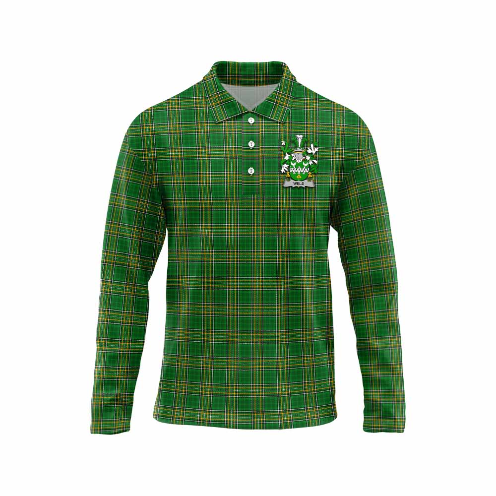 Weld Irish Clan Tartan Long Sleeve Polo Shirt with Coat of Arms Unisex - Tartan Vibes Clothing