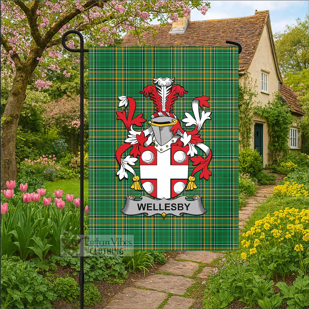 Wellesby Irish Clan Tartan Flag with Coat of Arms