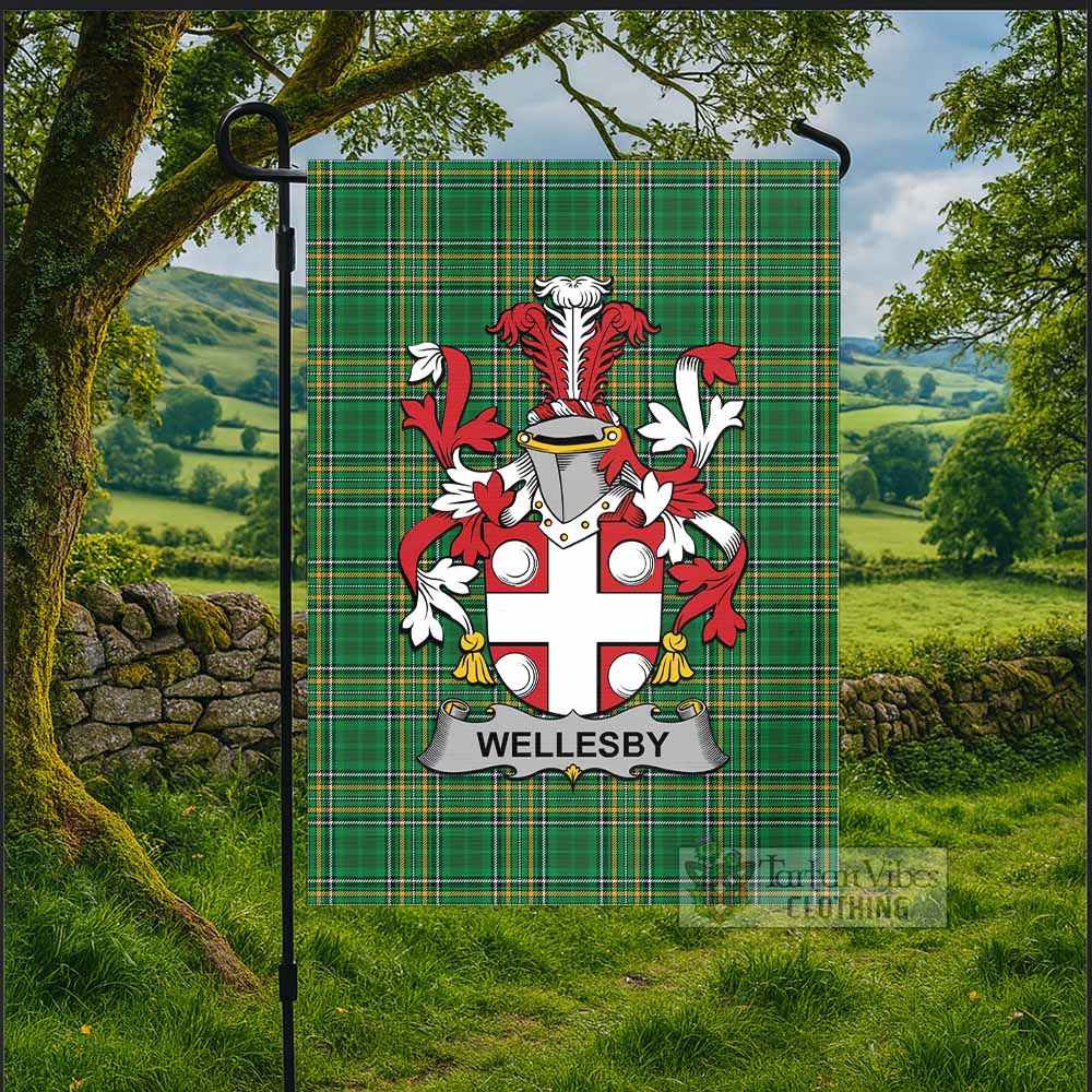Wellesby Irish Clan Tartan Flag with Coat of Arms