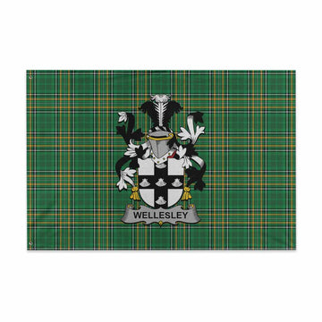 Wellesley Irish Clan Tartan House Flag with Coat of Arms
