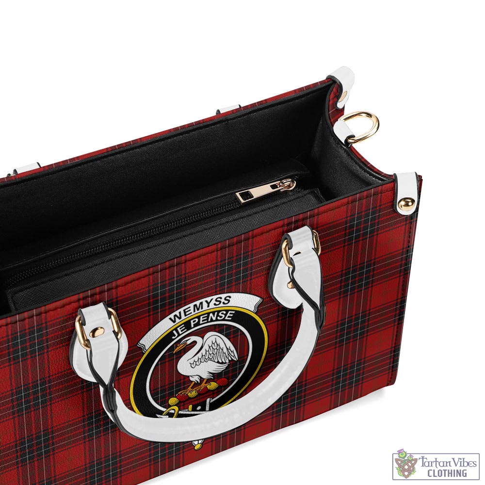 Tartan Vibes Clothing Wemyss Tartan Luxury Leather Handbags with Family Crest