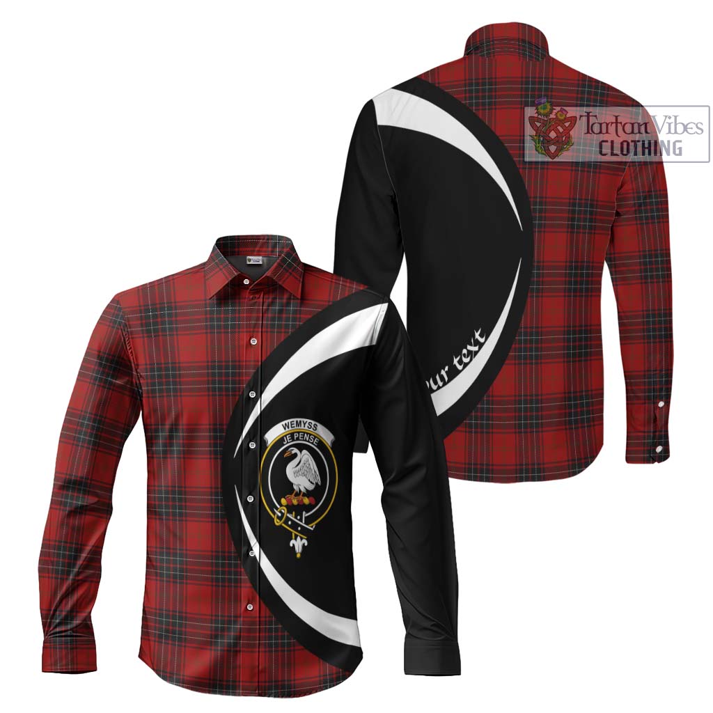 Wemyss Tartan Long Sleeve Button Up with Family Crest Circle Style Men's Shirt S - Tartan Vibes Clothing