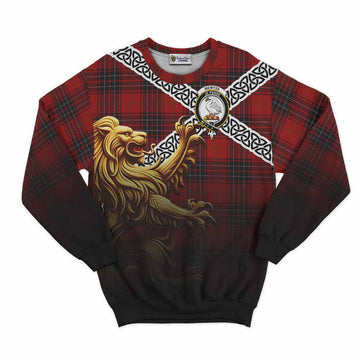 Wemyss Crest Tartan Sweatshirt with Golden Lion Emblem Celtic Style