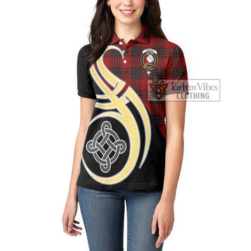 Wemyss Tartan Women's Polo Shirt with Family Crest and Celtic Symbol Style Women - Tartan Vibes Clothing