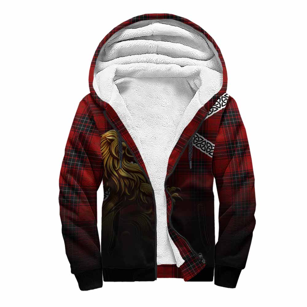 Tartan Vibes Clothing Wemyss Crest Tartan Sherpa Hoodie with Golden Lion Emblem Celtic Style