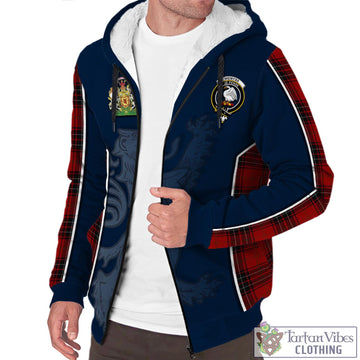 Wemyss Tartan Sherpa Hoodie with Family Crest and Lion Rampant Vibes Sport Style