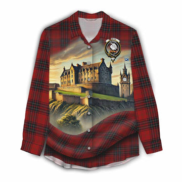 Tartan Vibes Clothing Wemyss Tartan Family Crest Women's Casual Shirt with Scottish Ancient Castle Style