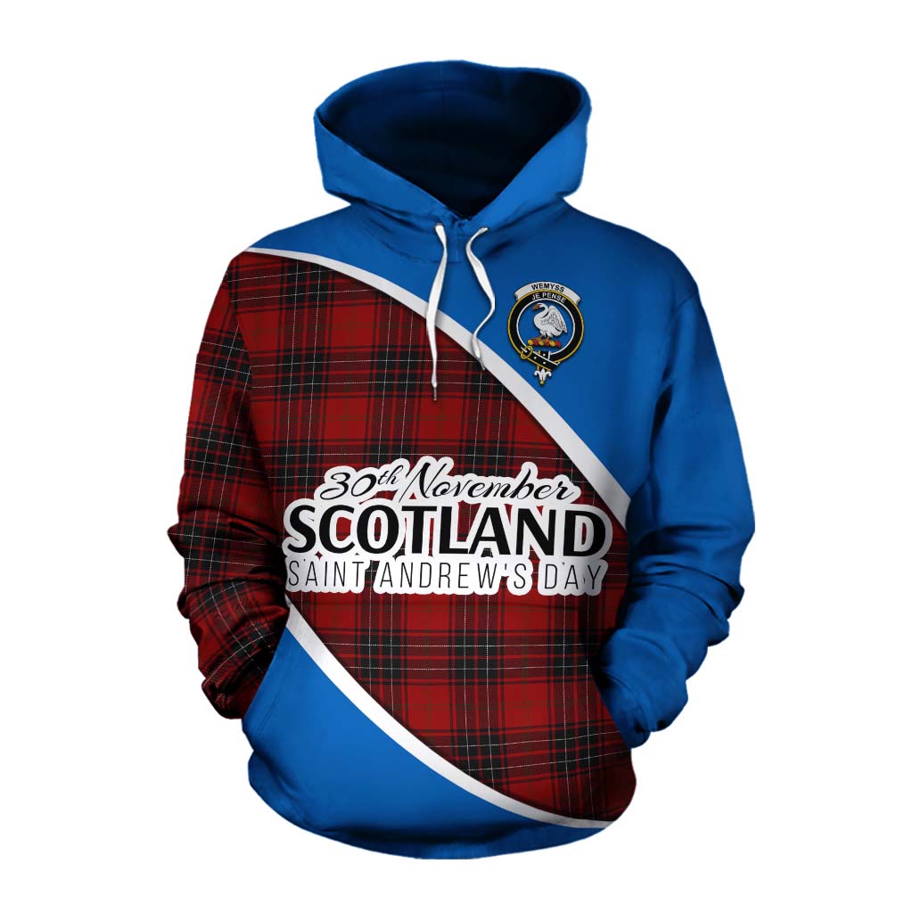 Tartan Vibes Clothing Wemyss Family Crest Tartan Cotton Hoodie Celebrate Saint Andrew's Day in Style