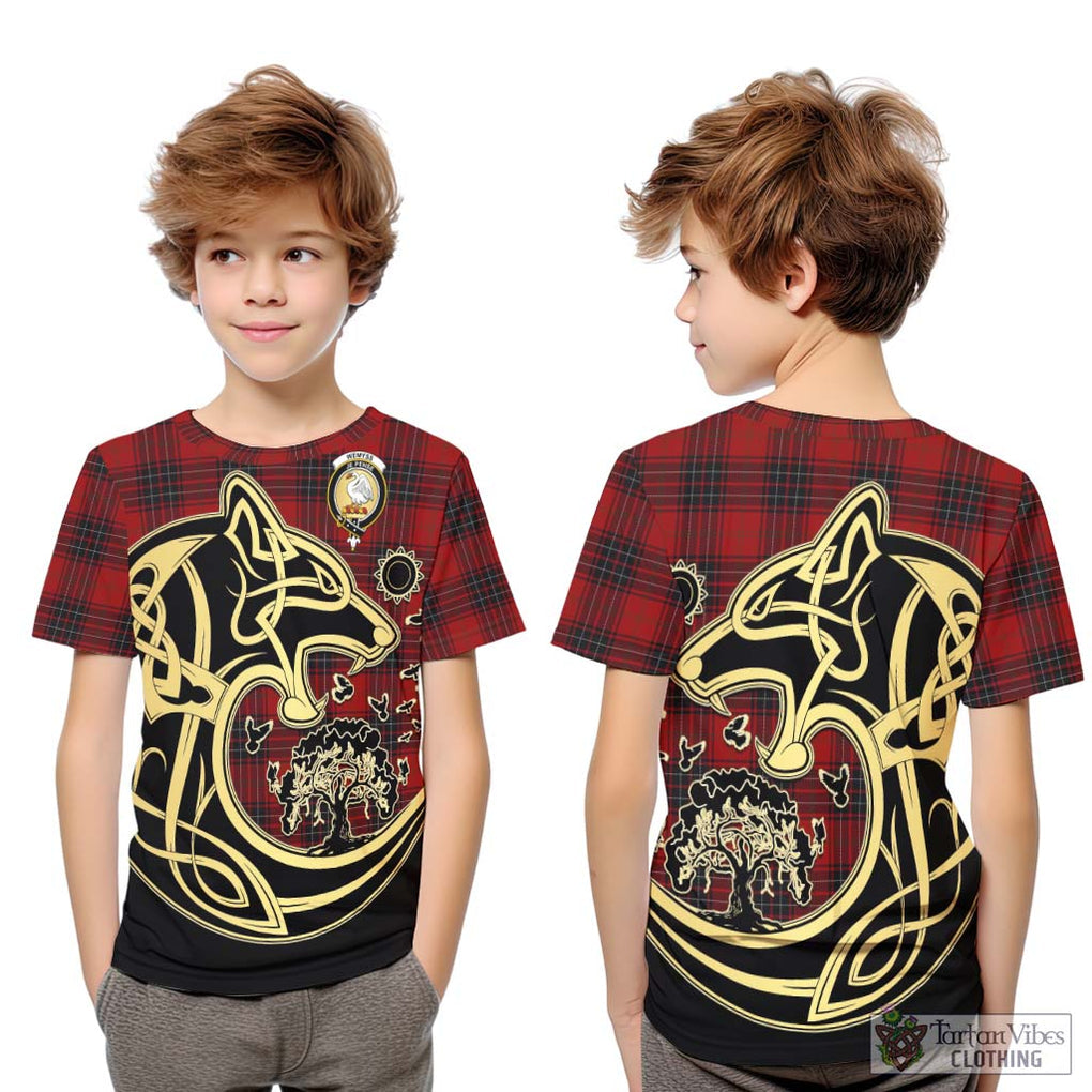 Wemyss Tartan Kid T-Shirt with Family Crest Celtic Wolf Style Youth XL Size14 - Tartan Vibes Clothing