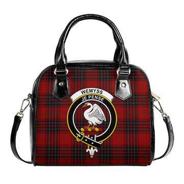 Wemyss Tartan Shoulder Handbags with Family Crest