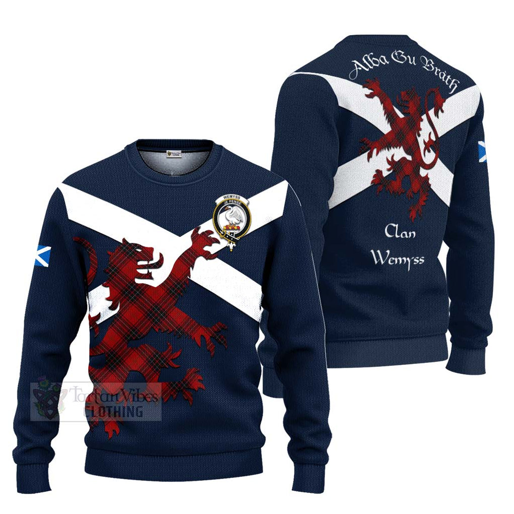 Tartan Vibes Clothing Wemyss Tartan Lion Rampant Knitted Sweater – Proudly Display Your Heritage with Alba Gu Brath and Clan Name